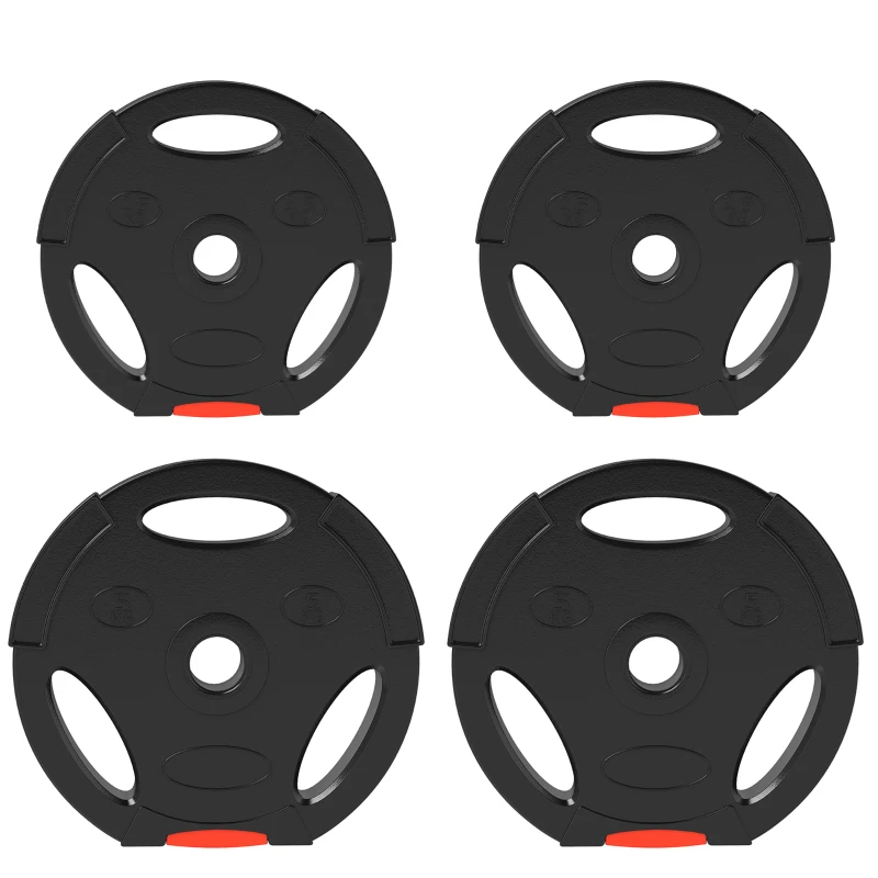 SPORTNOW Olympic Weight Plates Set, with Two 5kg and Two 2.5kg weights, Black