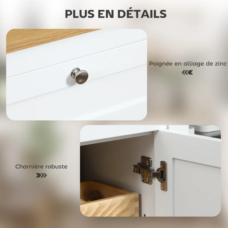 HOMCOM Buffet Salle à Manger avec 2 Portes Vitrées, Meuble de Rangement avec Étagères Réglables 2 Tiroirs 1 Placard, Style Moderne, 120 x 40 x 90 cm, Bois Naturel et Blanc(m-6)