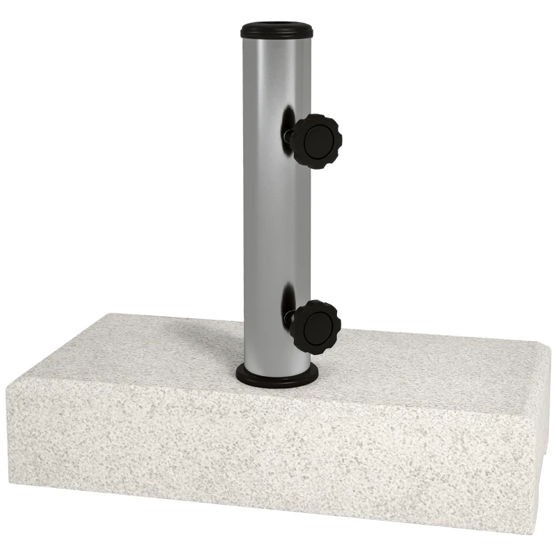 Outsunny Base per Ombrellone da Giardino 25kg per Pali da Ø32mm, Ø38mm e Ø48mm, in Granito e Acciaio Inox, 45x22.5x40 cm, Grigia
