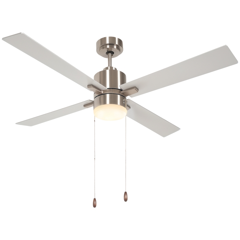 Ventilatore Da Soffitto Con Luce LED HOMCOM - 130 Cm, 3 Velocità, Pale Reversibili, Colore Bianco E Legno