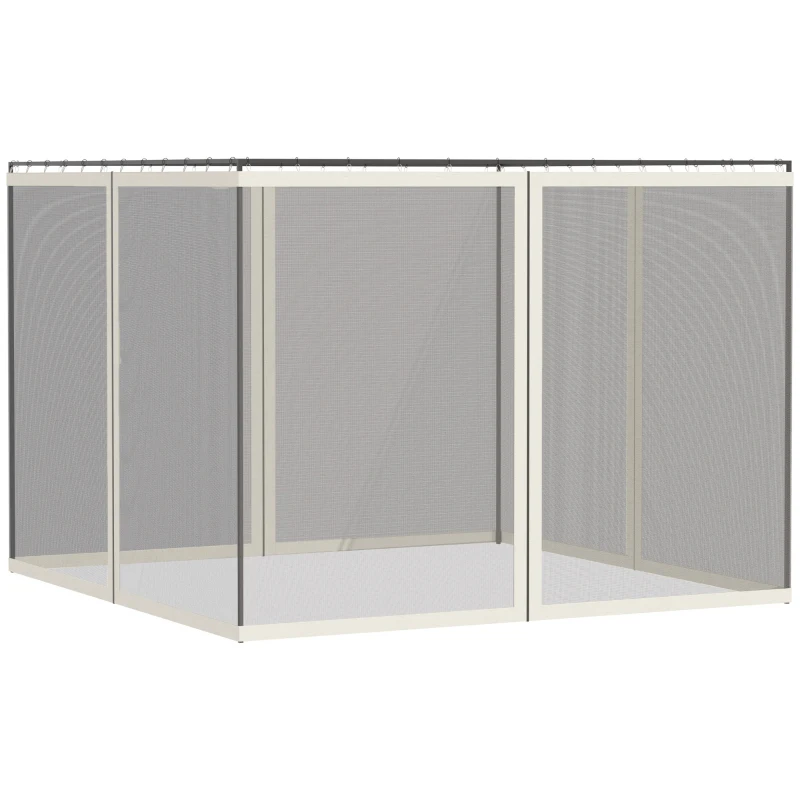 Outsunny Moustiquaires pour tonnelle barnum pavillon de jardin 3 x 4 m - lot de 4 moustiquaires zippées + crochets d'attaches
