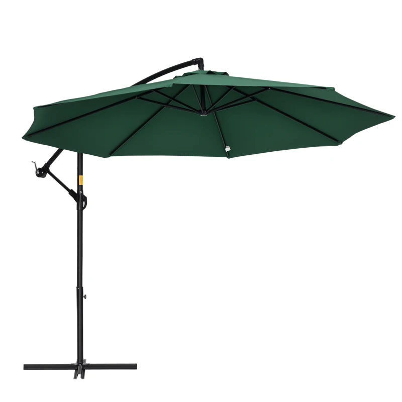 Outsunny Parasol déporté hexagonale 2,9 m inclinable avec manivelle et dispositif de rotation 360 ° protection UV acier vert
