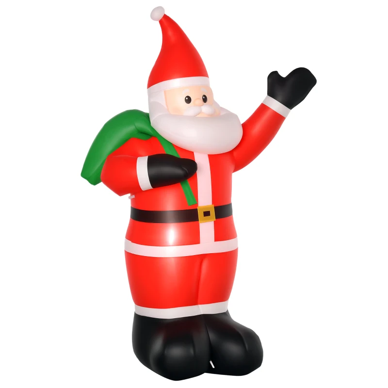 HOMCOM 8ft Christmas Inflatable Santa Holiday Garden Decoration, Indoor Outdoor Lawn Blow Up Decor