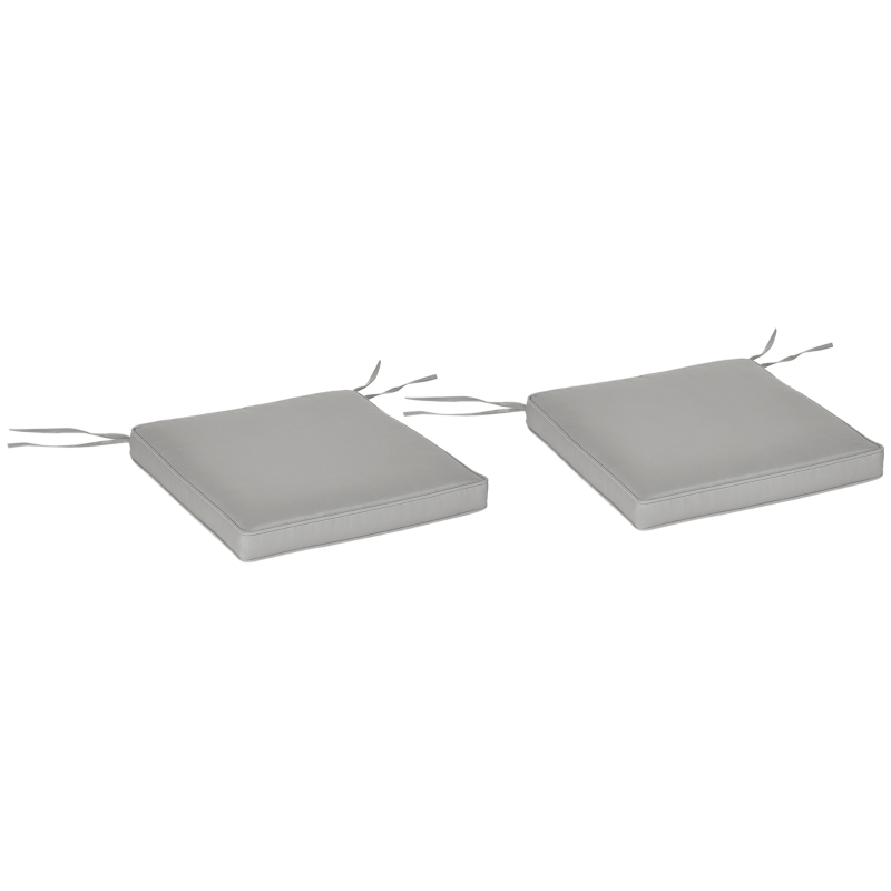 Outsunny Lot de 2 Coussins de Chaise Fauteuil de Jardin Coussins d'assise déhoussables Rembourrage 5 cm Polyester Gris clair