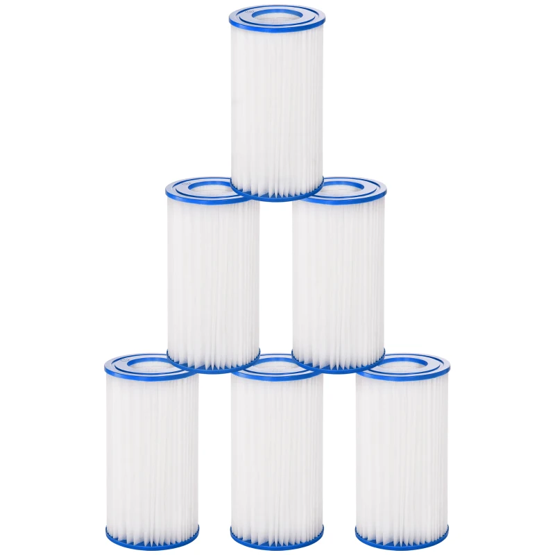 Outsunny Lot de 6 filtres pour pompe de filtration épurateur à cartouches pour piscine et spa blanc