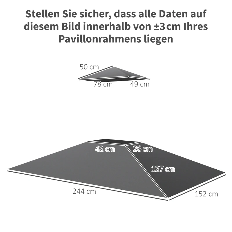 Outsunny Ersatzplane für Gartenpavillon, Grillpavillon-Ersatzdach für 152 x 244 cm Gestelle, UPF50+ Schutz, Polyester, Dunkelgrau