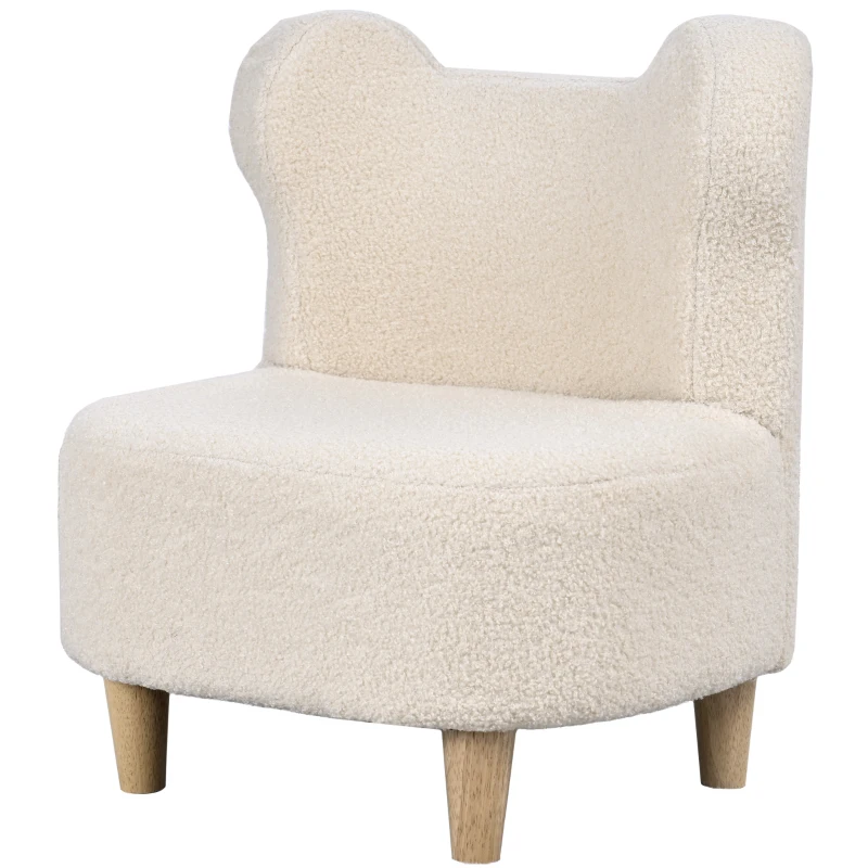 AIYAPLAY Poltrona per bambini, poltrona in peluche con orecchie d'orso, rivestimento in peluche, schiuma, beige
