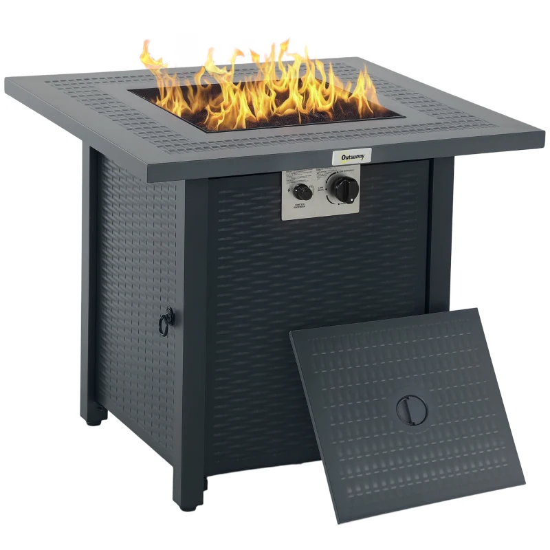 Outsunny 71 x 71cm 40000 BTU Gas Firepit Table - Black/Dark Grey