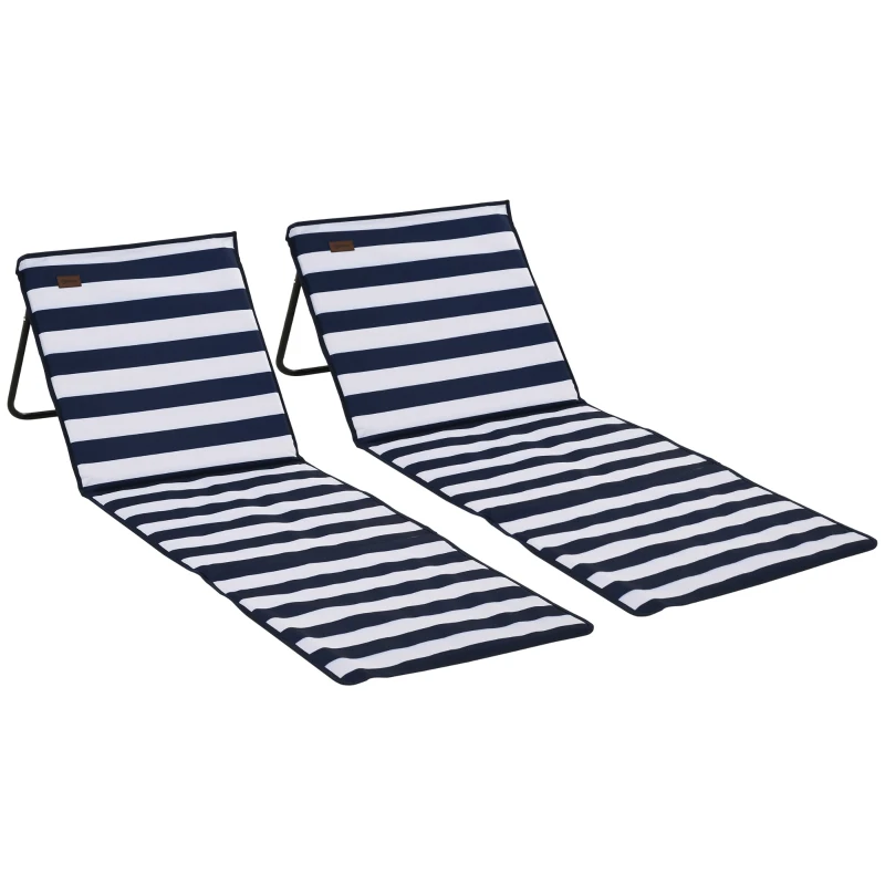 Outsunny Set 2 Sdraio da Spiaggia Pieghevoli e Regolabili con Tasca, in Acciaio e Poliestere, 142x51x40 cm, Multicolore