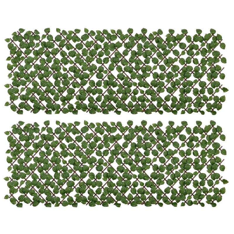 Outsunny 2 Seto Artificial Decorativo 2x1 m Cada Pieza Seto Artificial de Seda Extensible con Anti- UV Decoración Jardín Verde