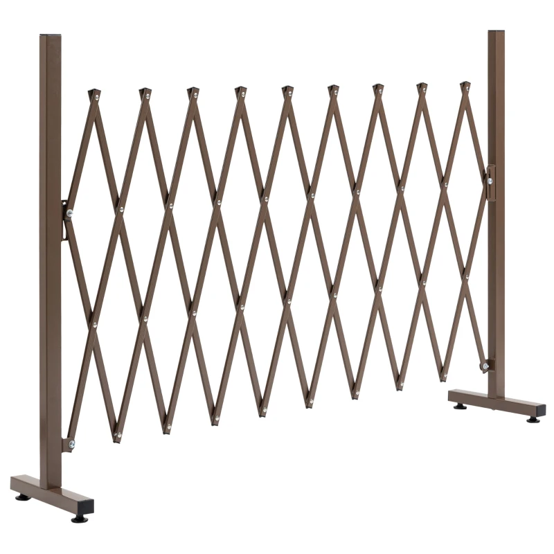 Outsunny Valla de Jardín Exterior de Aleación de Aluminio Puerta de Jardín Exterior Extensible 250x31x103,5 cm Café Oscuro