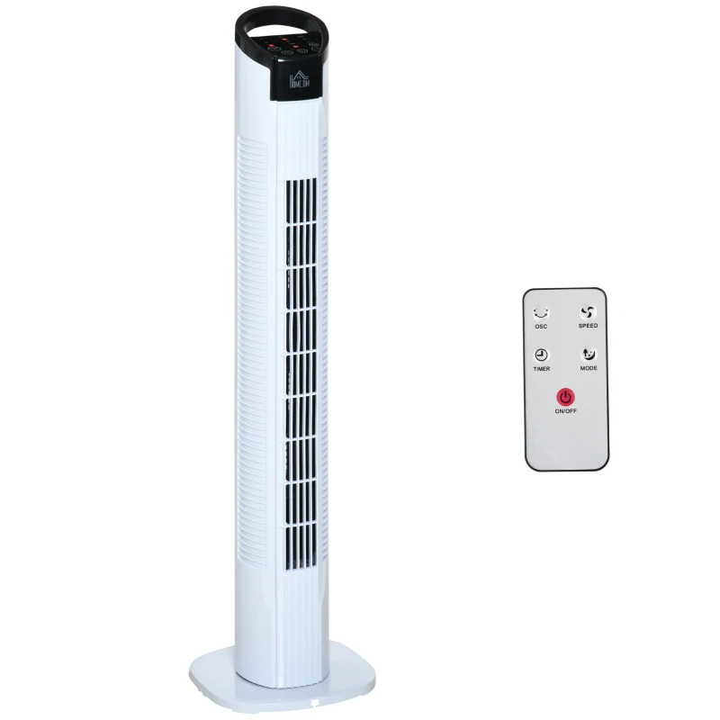 HOMCOM Ventilateur colonne silencieux 50W 3 modes 3 vitesses télécommande oscillant 70° minuterie contrôle tactile 78,5cm blanc