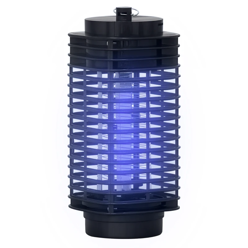 Outsunny Lámpara Antimosquitos Eléctrico 3W Mata Mosquitos Eléctrico UV Efecto 30 m² para Jardín Terraza Patio 11x11x26 cm Negro