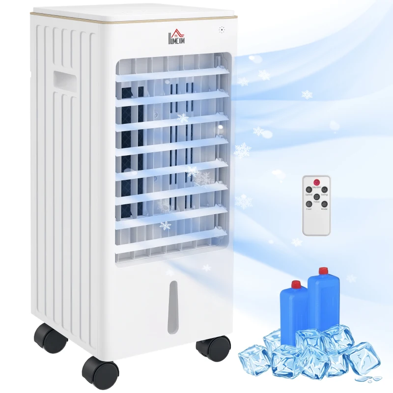 HOMCOM Refroidisseur d'air ventilateur humidificateur 3 en 1 avec télécommande, minuterie, oscillation, affichage LED