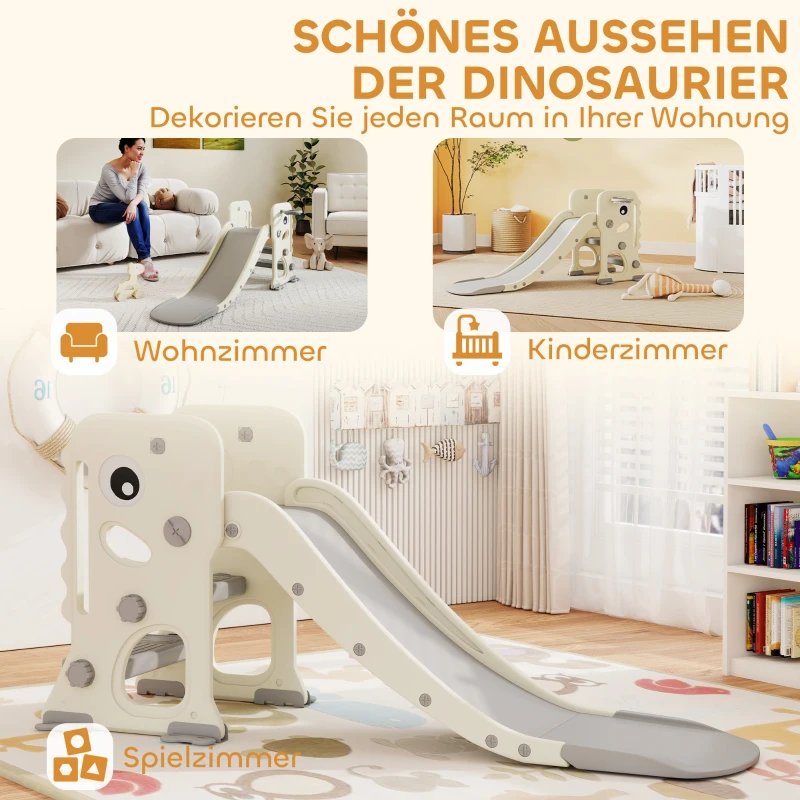 AIYAPLAY 3-in-1-Kinderrutsche mit Klettergerüst, Basketballkorb Ball, faltbare Indoor-Kleinkindrutsche für Kinder 2–5 Jahren