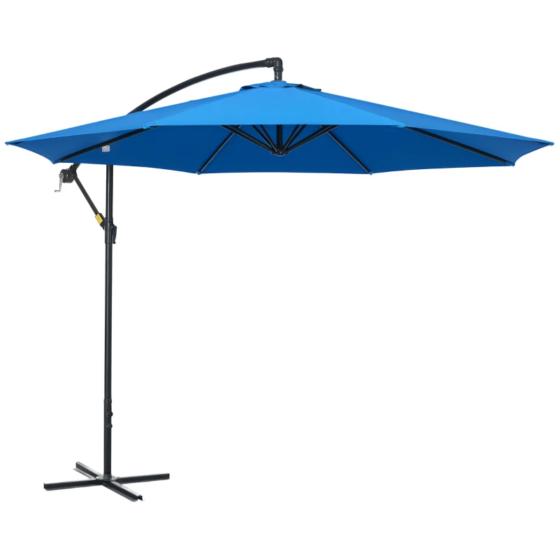 Outsunny 3(m) Offset Cantilever Parasol, with Cross Base - Blue