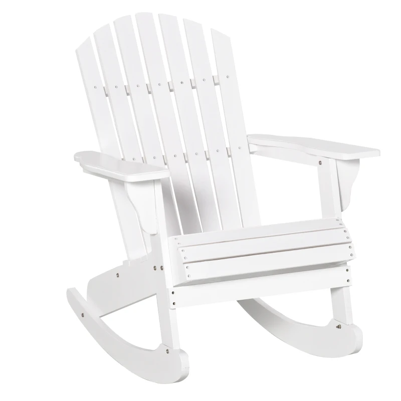 Outsunny Fauteuil de Jardin Adirondack à Bascule Rocking Chair Style néo-rétro Assise Dossier Ergonomique Bois Sapin traité Peint Blanc