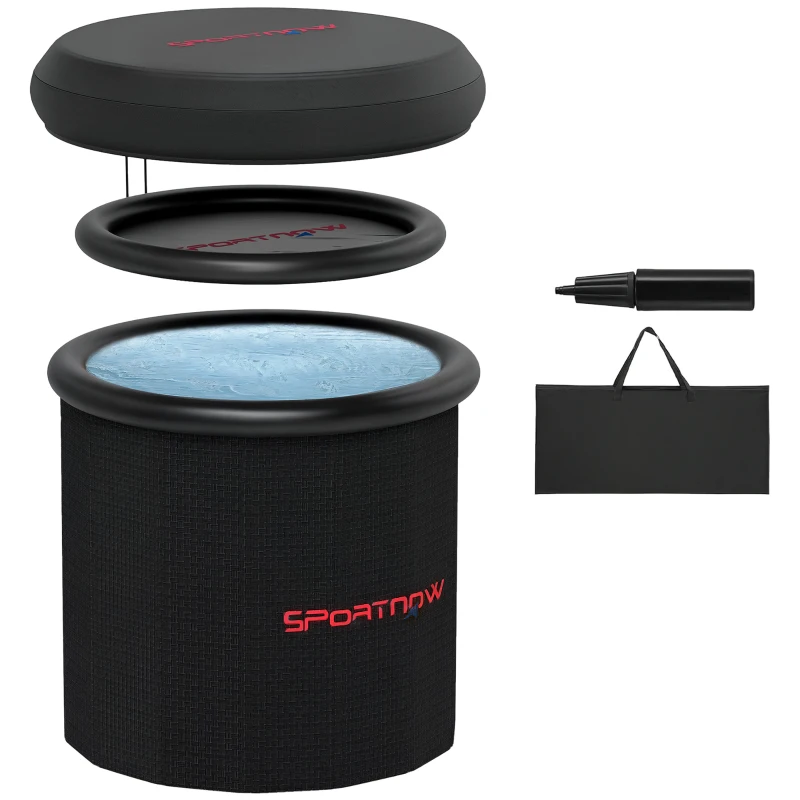 SPORTNOW 300L Outdoor Ice Bath Tub, with Lid, Cover, Carry Bag, Black