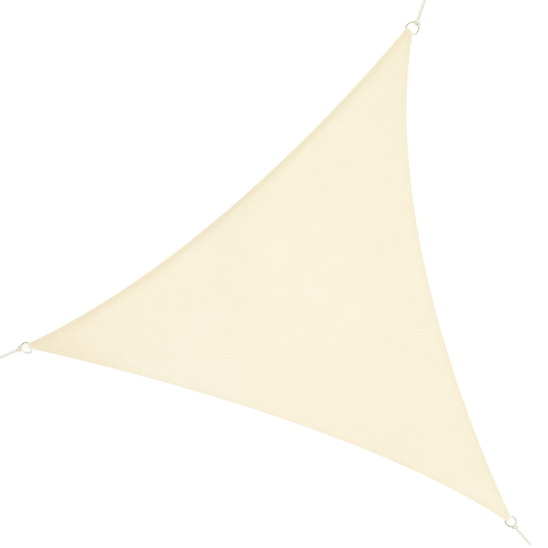 Outsunny Voile d'ombrage Triangulaire Grande Taille 6 x 6 x 6 m polyéthylène Haute densité résistant aux UV Coloris crème