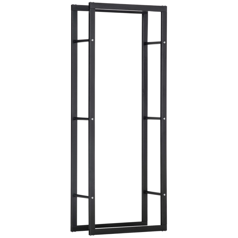 HOMCOM Range bûches Etagère porte bois de cheminée porte-bûches intérieur et extérieur charge max. 100 Kg dim. 60L x 25l x 150H cm métal noir