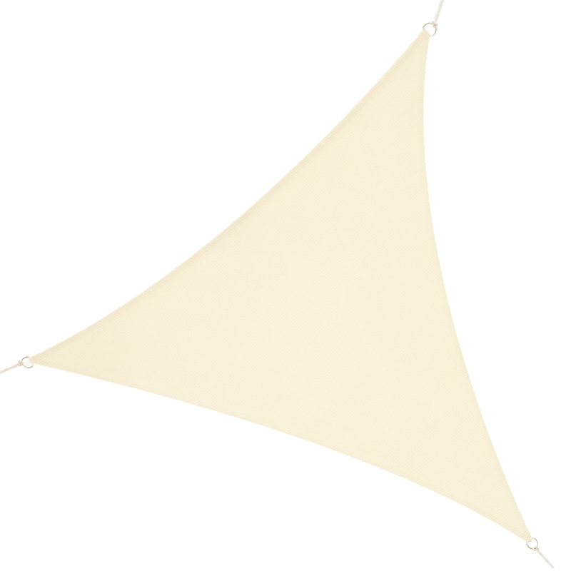 Outsunny Tenda a Vela Triangolare Tessuto Leggero e Resistente ad Acqua Blocca il 90% dei Raggi UV in HDPE (Polietilene ad Alta Densità) Crema 5x5x5m