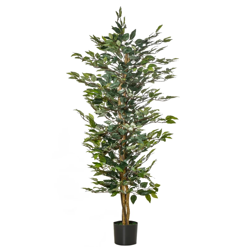HOMCOM Arbre Artificiel Plante Artificiel ficus Hauteur 1,5 m Tronc Branches Liane Lichen Feuilles Grand réalisme Pot Inclus