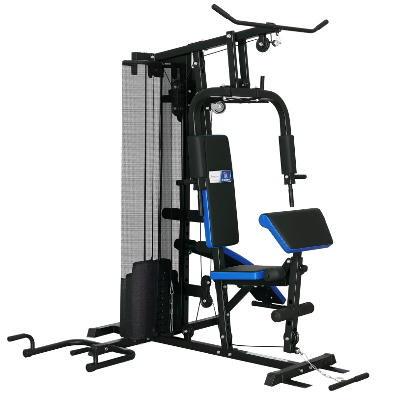 SPORTNOW Station De Musculation 65 Kg Avec Smith Machine, Barre De Traction, Banc Papillon Et Banc à Jambes - Multifonction Pour Maison
