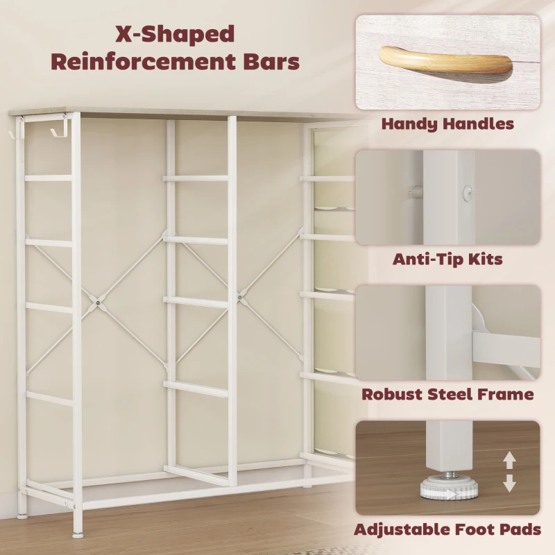 HOMCOM Chest of Ten Fabric Drawers - Natural Wood Finish