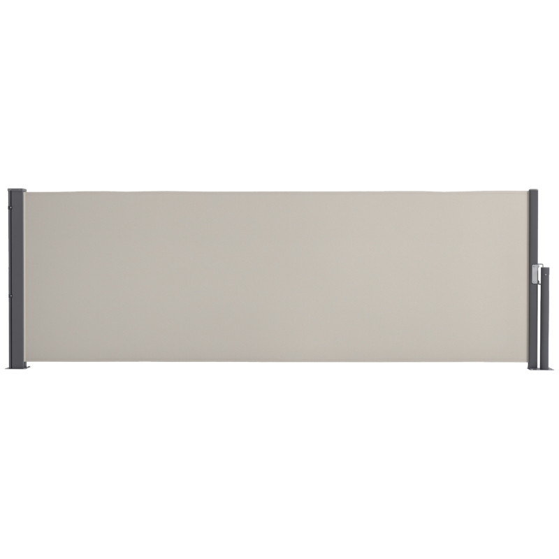 Outsunny Seitenmarkise, Seitenrollo, ausziehbar, Sichtschutz, Aluminium/Polyester, 3 x 1 m, Hellgrau