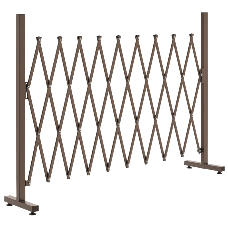 Outsunny Barrière Extensible rétractable barrière de sécurité 250L x 31l x 104H cm alu métal Chocolat