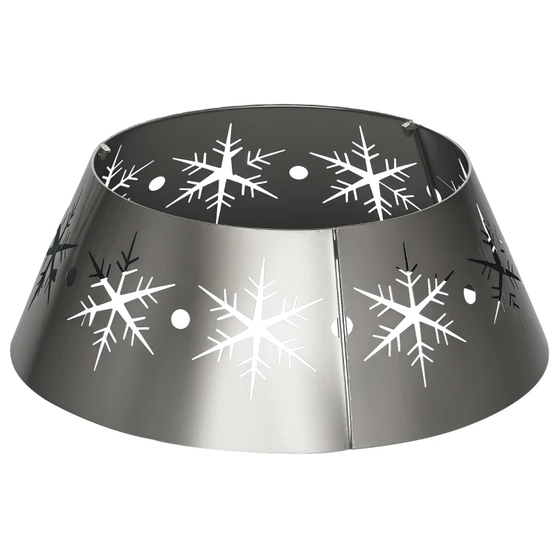 HOMCOM Christmas Tree Collar, 66cm Christmas Tree Base Cover with Hollow Snowflake Patterns, Xmas Decoration for Party, Holiday, Home, Silver
