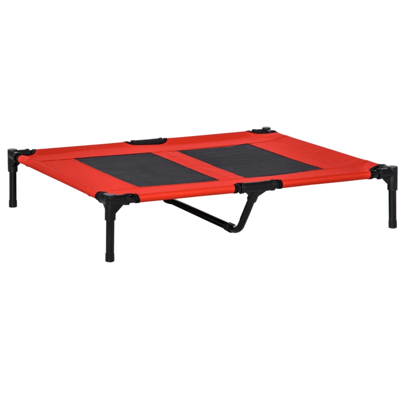 PawHut Lit sur pieds XXL pour chien chat lit de camp animal 92L x 76l x 18H cm rouge