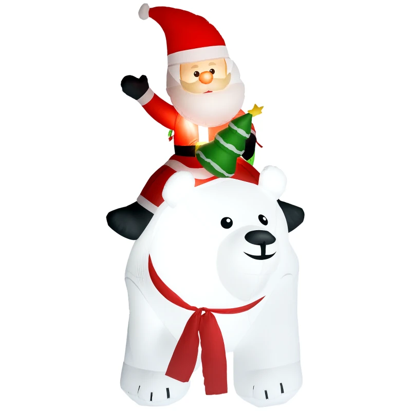 Outsunny 6.6ft Inflatable Santa Riding Polar Bear Decoration
