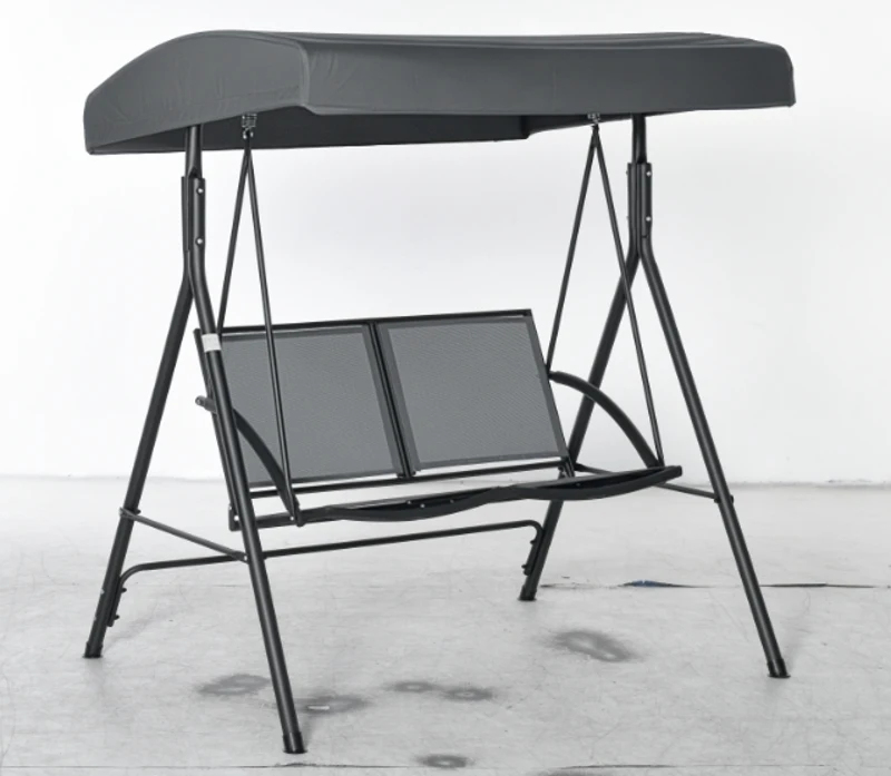 Outsunny Dondolo a 2 Posti da Giardino con Tettuccio Regolabile, 140x118x162cm Grigio
