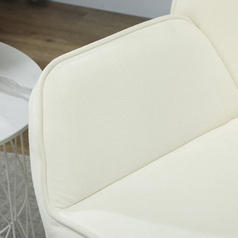 HOMCOM Loungesessel mit breitem und gepolstertem Sitz, Samtbezug und Metallbeinen, Sessel für Wohnzimmer Creme