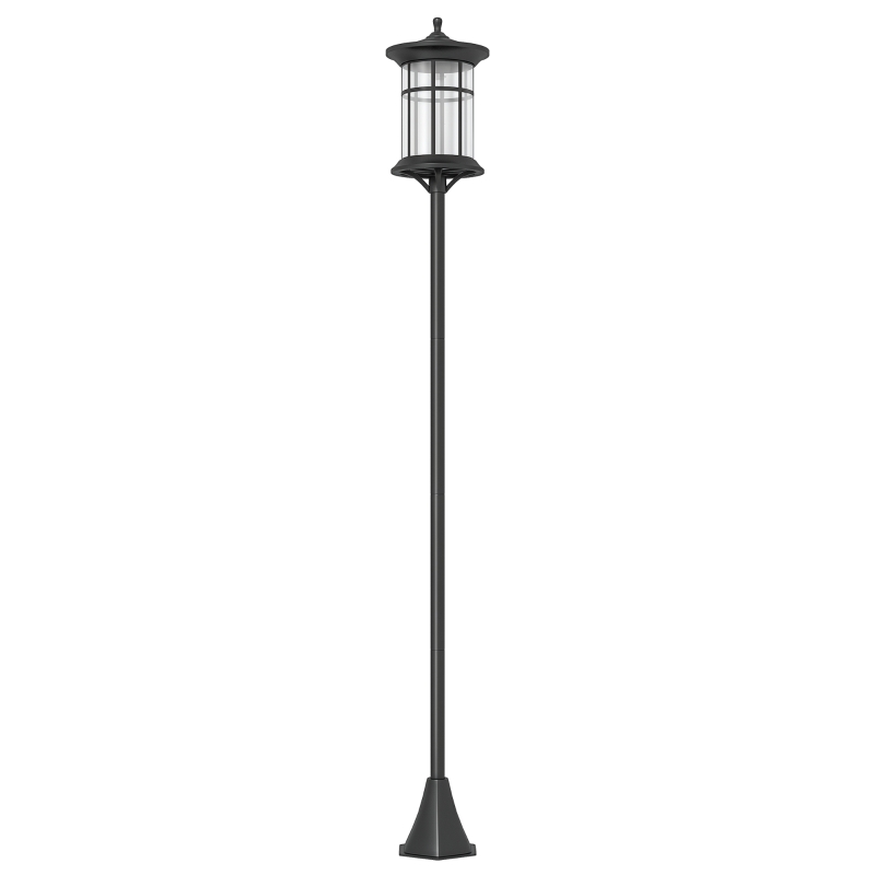 Outsunny Lampadaire sur pied solaire extérieur jardin avec lampe LED 23,5 x 23,5 x 184 cm noir