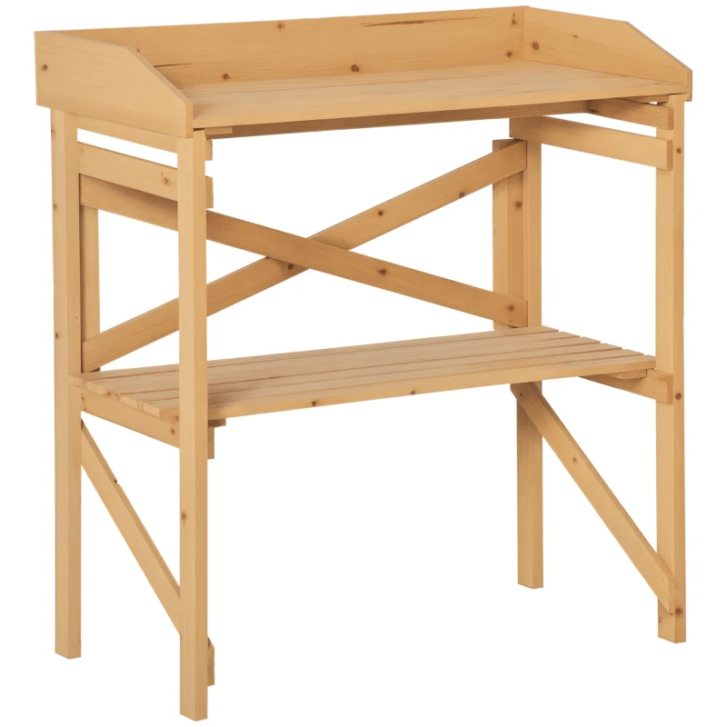 Outsunny Table de rempotage - table de jardinage étagère à lattes - table de plantation plateau avec rebords - bois sapin pré-huilé