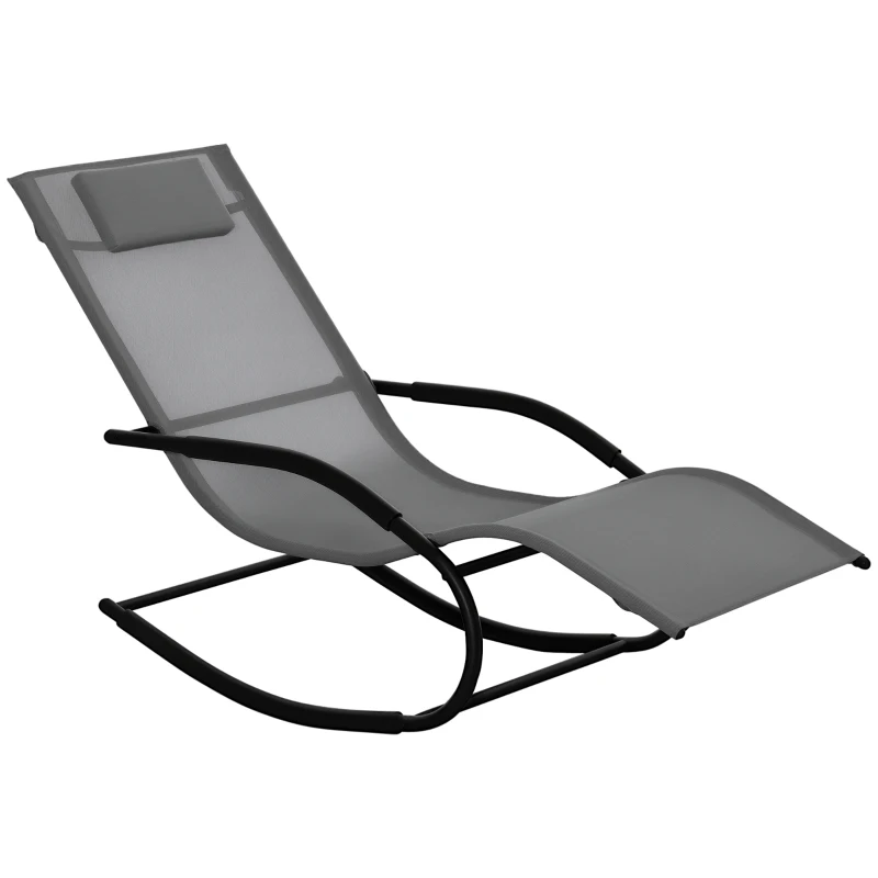 Outsunny Sdraio a Dondolo Zero Gravity Ergonomica, in Metallo e Texteline, 63x160x88cm