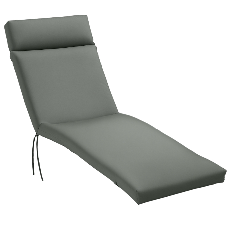 Outsunny Coussins de chaise longue coussin bain de soleil épais, confortable et rembourré, 2 attaches, 196 x 55 x 8 cm, gris