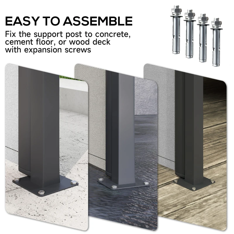 Outsunny Retractable Side Awning, Garden Privacy Screen Divider, Full Cassette Wind Breaker for Hot Tub, Balcony, Terrace, Pool, 300 x 180 cm, Light Grey