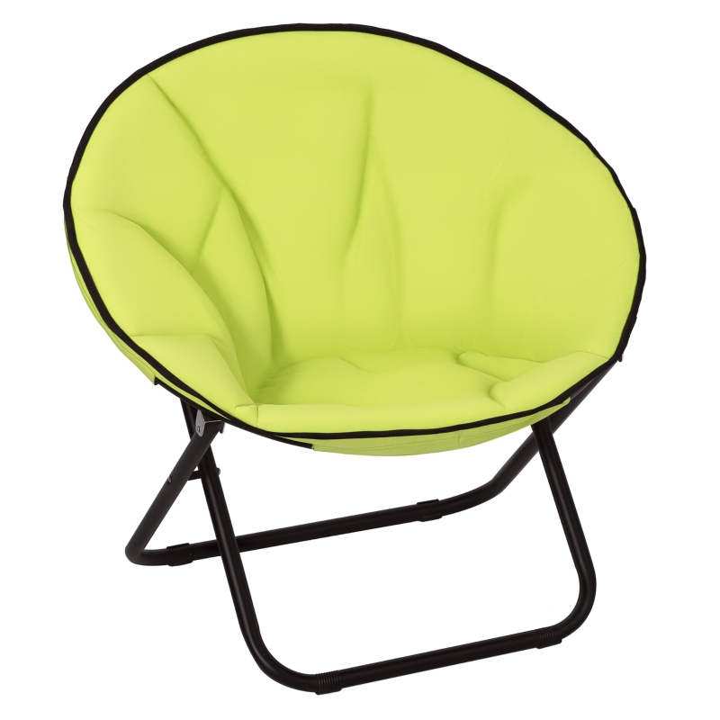 Outsunny Loveuse Ronde tuinstoel, maan, papasan, opvouwbaar, groot comfort, macramé, katoen, polyester, beige