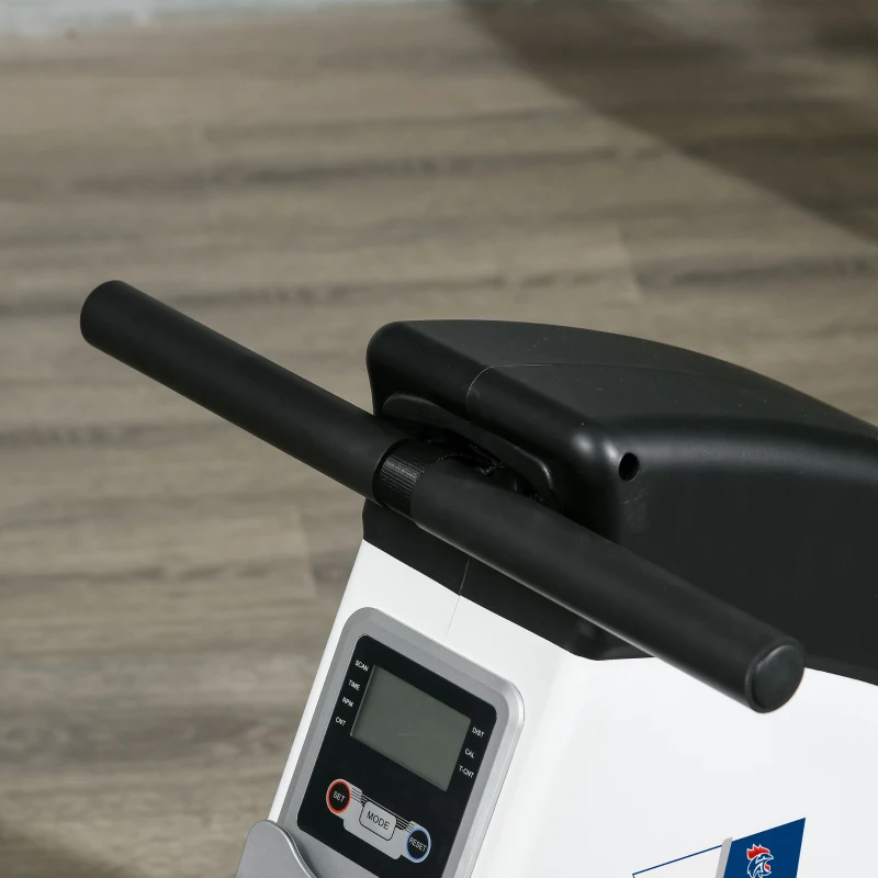 Rameur d'appartement pliable - Aosom.fr x FFHandball - 8 niveaux de résistance magnétique, écran LCD - acier noir blanc