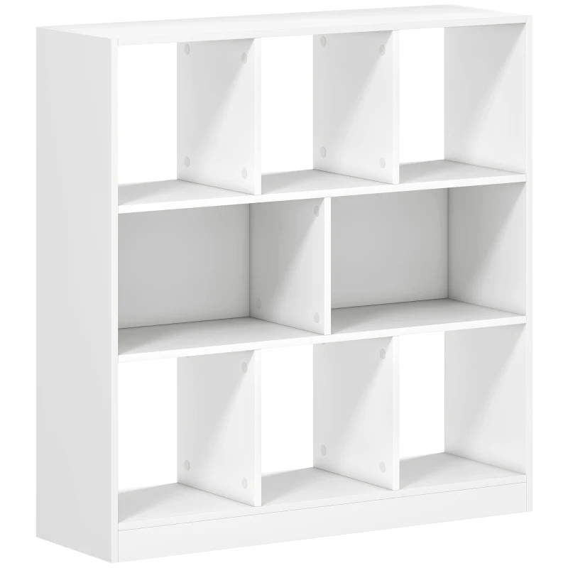 HOMCOM Estantería Librero Standregal, 8 Compartimientos, 97,5 x 30 x 100 cm, Blanco