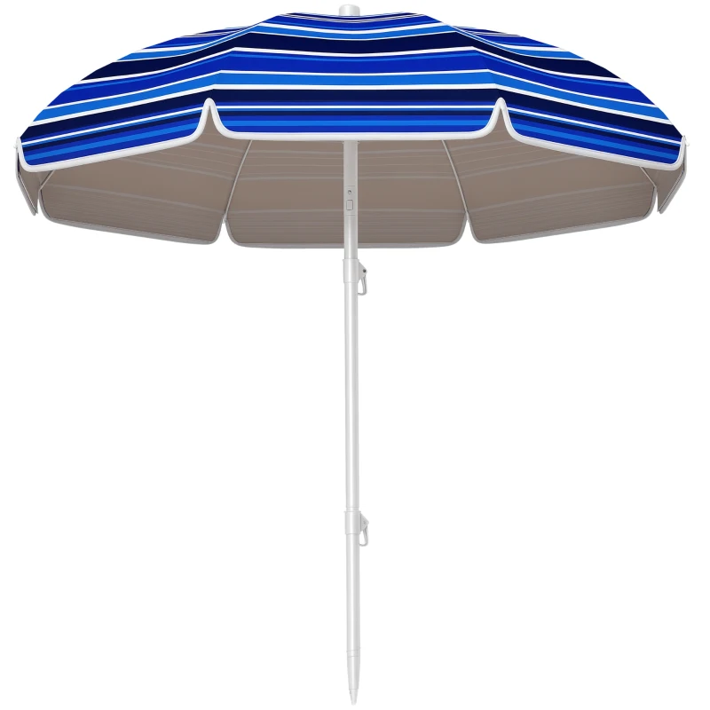 Outsunny Chapéu de Sol Grande para Praia Ø180 cm Dobrável com Ângulo Ajustável Proteção UV50+ Impermeável Mastro de Ø32 mm Multicolor