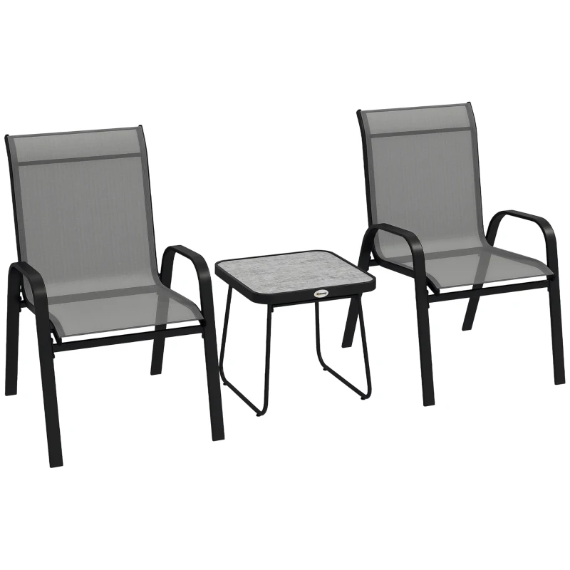 Outsunny Three-Piece Metal Frame Garden Seating Set - Grey