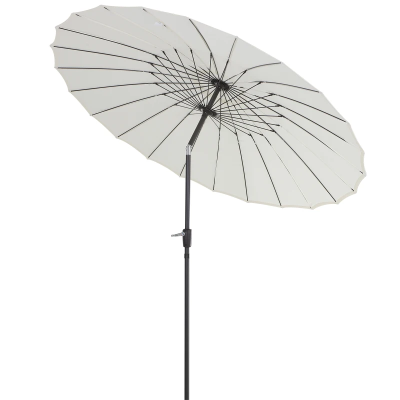 Outsunny Parasol de jardin Parasol droit Parasol inclinable rond avec 24 baleines manivelle aluminium fibre de verre polyester diamètre 2,60 m coloris crème