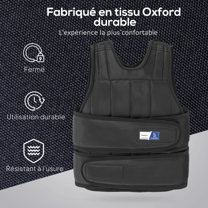 Gilet lesté réglable - Aosom.fr x FFHandball - veste lestée 20 Kg max. poids amovibles entrainement musculation exercice