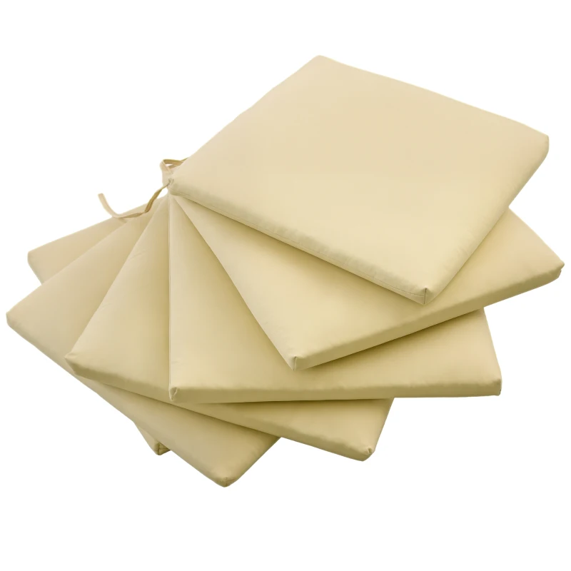 Outsunny Lot de 6 Coussins de chaise de jardin extérieur Rembourrage 3 cm Tissu Polyester dim. 42L x 42l cm Beige