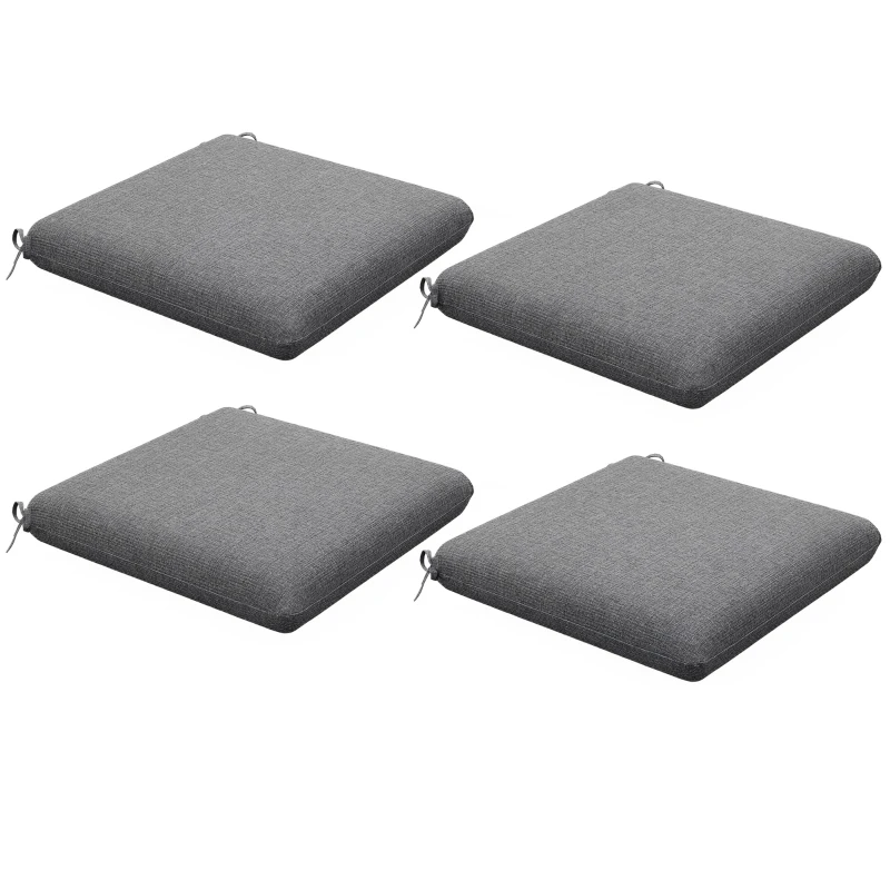 Outsunny Conjunto de 4 Cojines para Sillas de Comedor 47x47x7cm Impermeable y Protección UV 50+ para Interior y Exterior Gris
