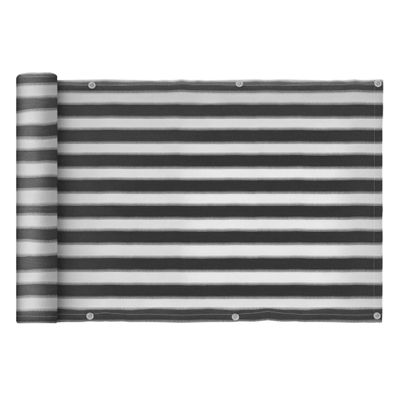 Outsunny Lot de 2 Brise-Vue renforcés occultants brise vue pour balcon HDPE Haute densité 52 œillets + 4 Cordons dim. 5L x 0,90H m Gris Blanc rayé
